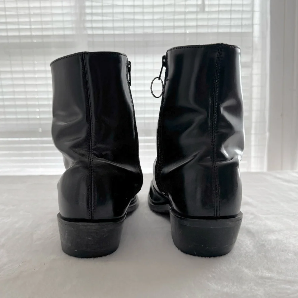 Vintage Men’s Leather Cowboy Ankle Boots Size 8.5 E Black - Picture 5 of 8